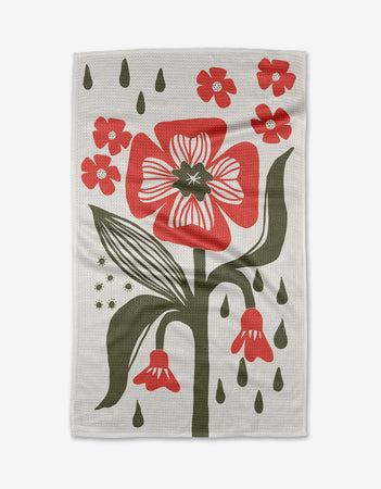 Flower Stamp Tea Towel