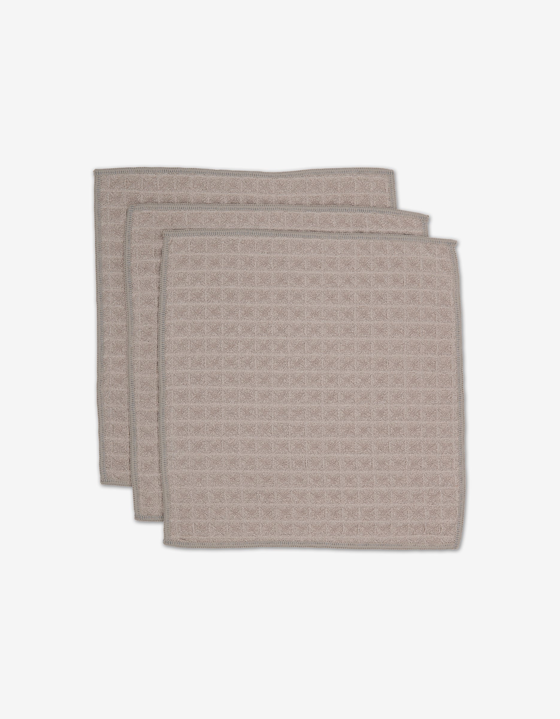 Taupe Waffle Washcloth Set of 3 | Geometry