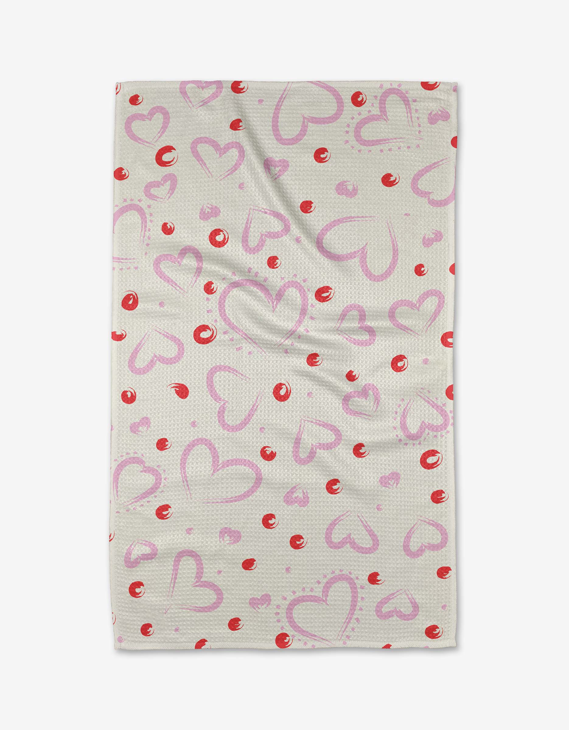 Geometry Kitchen Tea Towel: Hugs & Kisses White